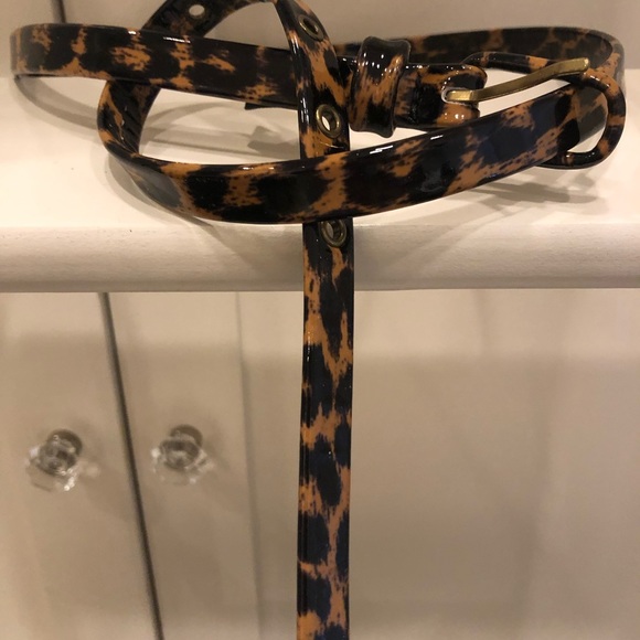 J Crew Patent Glossy Leopard Print Belt